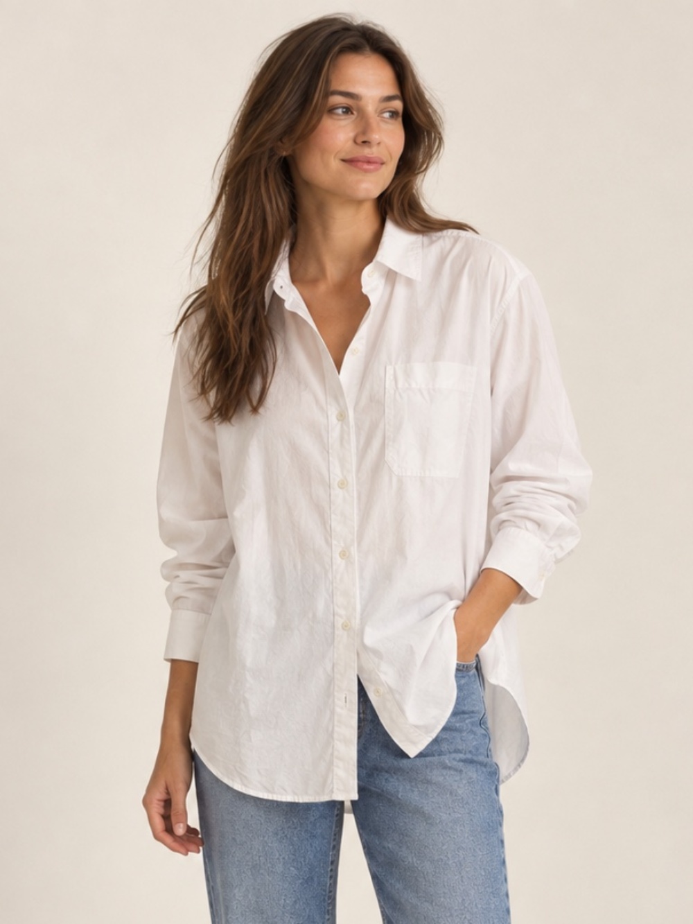 Banana Republic White Oversized Button Down Shirt Size S Classic